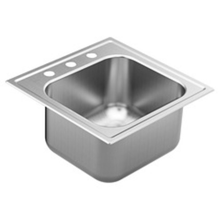 20"" X 20"" Steel 20 Gauge Single Bowl Drop In Sink Stainless -  MOEN, GS201673